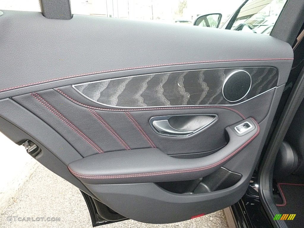 2016 Mercedes-Benz C 450 AMG Sedan Black w/Red Accent Door Panel Photo #117986154