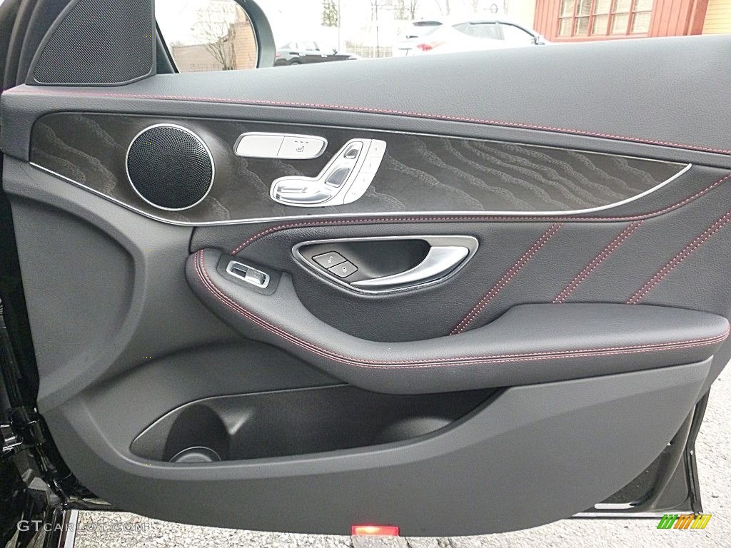 2016 Mercedes-Benz C 450 AMG Sedan Black w/Red Accent Door Panel Photo #117986166