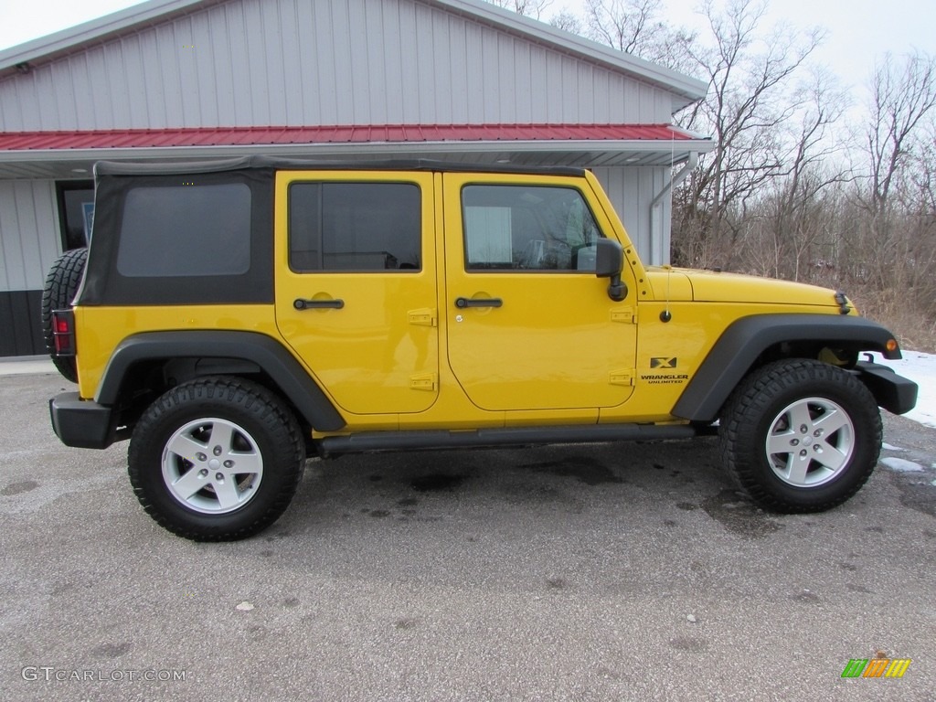 2009 Wrangler Unlimited X 4x4 - Detonator Yellow / Dark Slate Gray/Medium Slate Gray photo #2