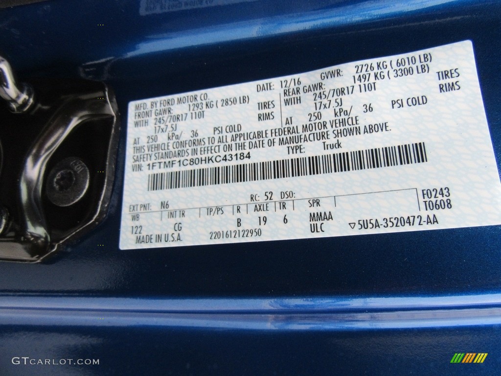 2017 F150 XL Regular Cab - Lightning Blue / Earth Gray photo #30
