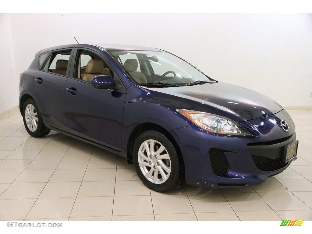 2012 MAZDA3 i Touring 5 Door - Indigo Lights Mica / Dune Beige photo #1