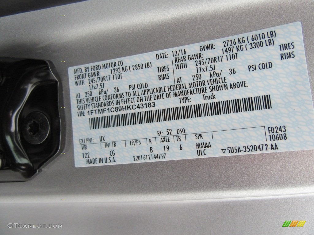2017 F150 XL Regular Cab - Ingot Silver / Earth Gray photo #30
