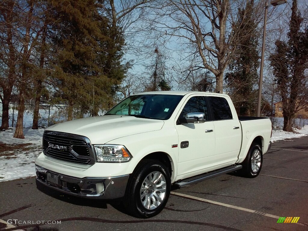 2017 1500 Laramie Longhorn Crew Cab 4x4 - Pearl White / Canyon Brown/Light Frost Beige photo #2