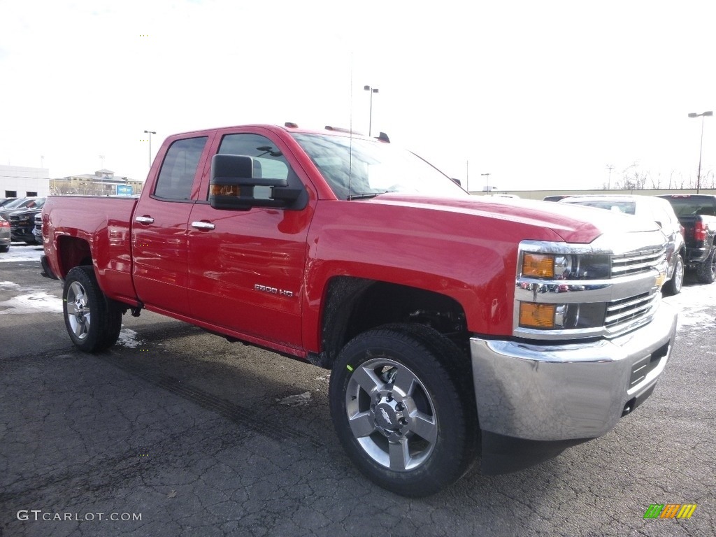 2017 Silverado 2500HD Work Truck Double Cab 4x4 - Red Hot / Dark Ash/Jet Black photo #3