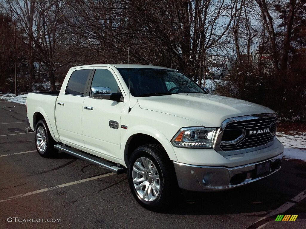 2017 1500 Laramie Longhorn Crew Cab 4x4 - Pearl White / Canyon Brown/Light Frost Beige photo #4