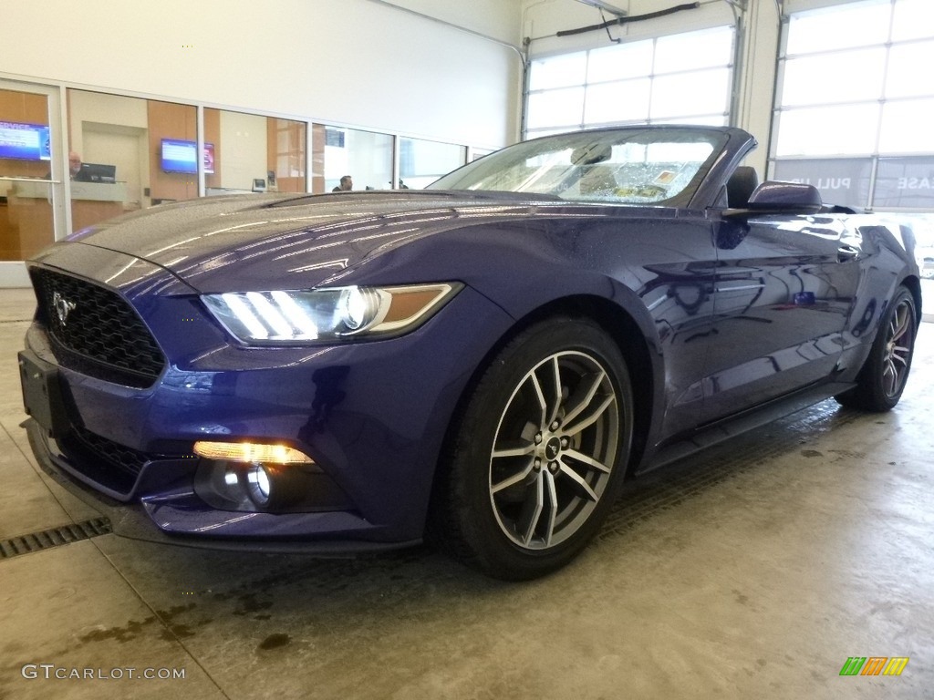 2016 Mustang EcoBoost Premium Convertible - Deep Impact Blue Metallic / Ebony photo #4