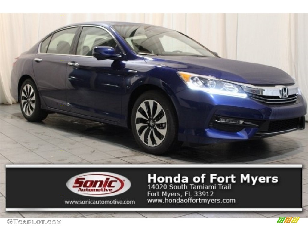 2017 Accord Hybrid Sedan - Vortex Blue Pearl / Black photo #1