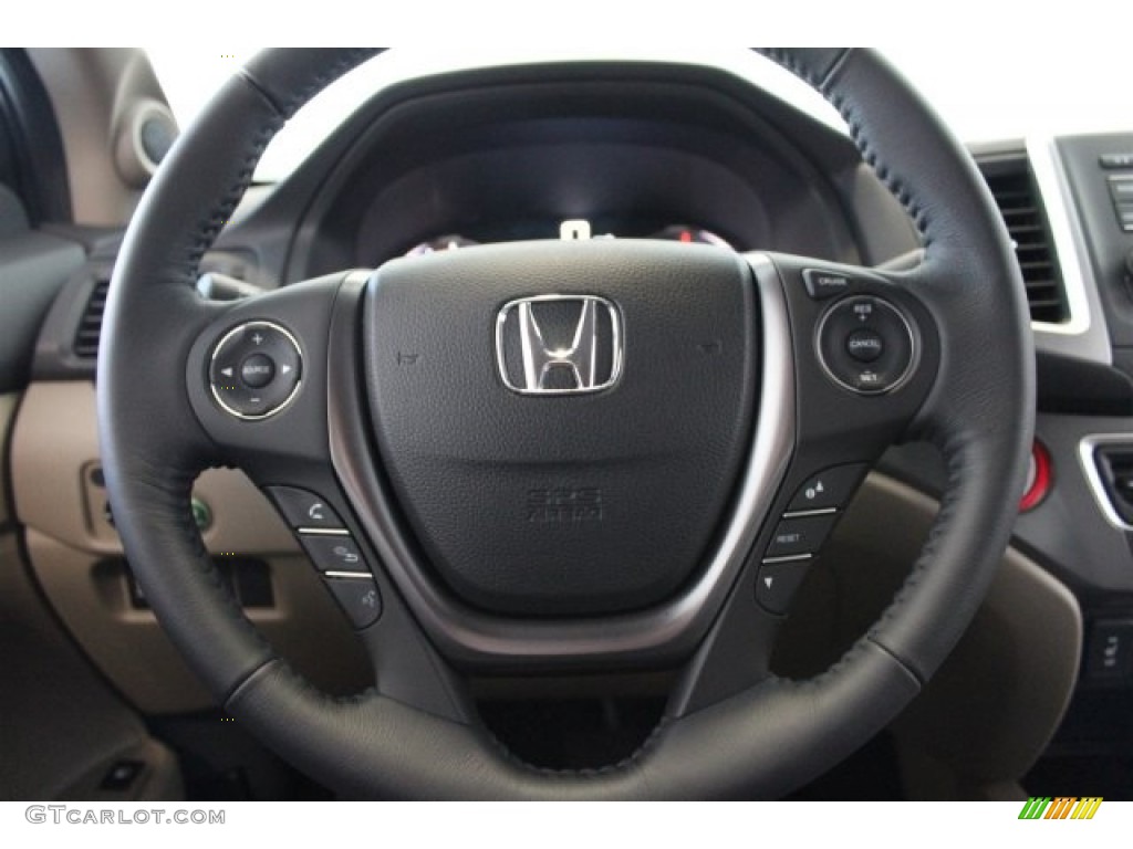 2017 Honda Ridgeline RTL AWD Beige Steering Wheel Photo #118026975