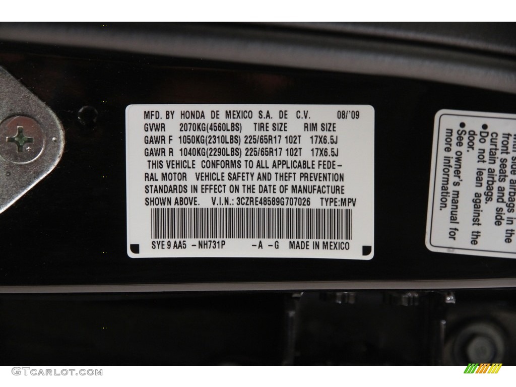2009 CR-V EX 4WD - Crystal Black Pearl / Black photo #15