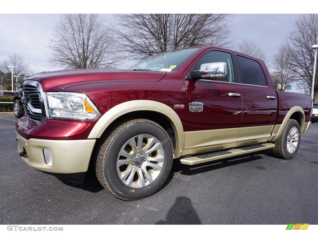 Delmonico Red Pearl 2017 Ram 1500 Laramie Longhorn Crew Cab Exterior Photo #118041414