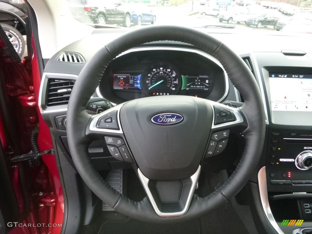 2017 Ford Edge Sport AWD Ebony Steering Wheel Photo #118043259
