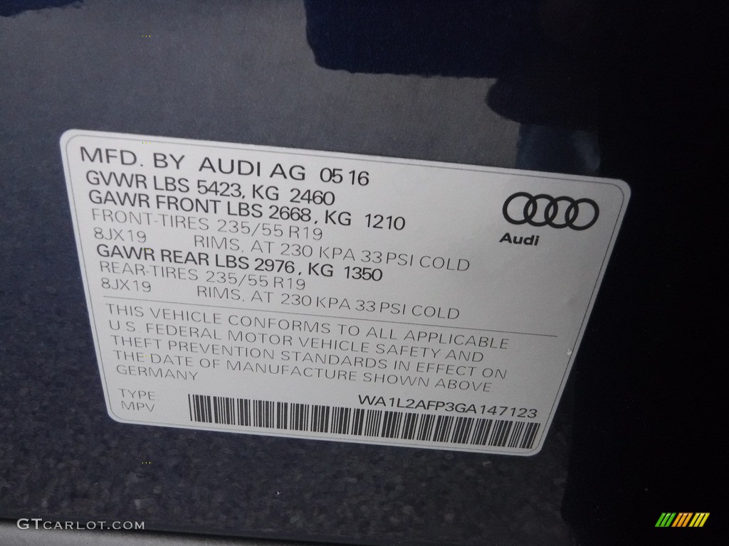 2016 Q5 2.0 TFSI Premium quattro - Scuba Blue Metallic / Chestnut Brown photo #44