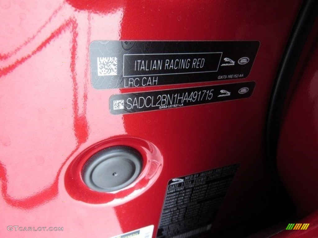 2017 F-PACE Color Code CAH for Italian Racing Red Photo #118053543