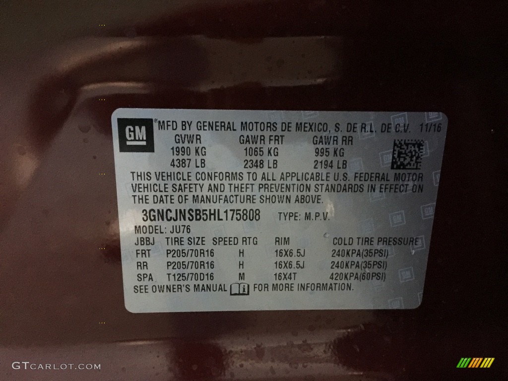 2017 Trax LS AWD - Crimson Metallic / Jet Black photo #7