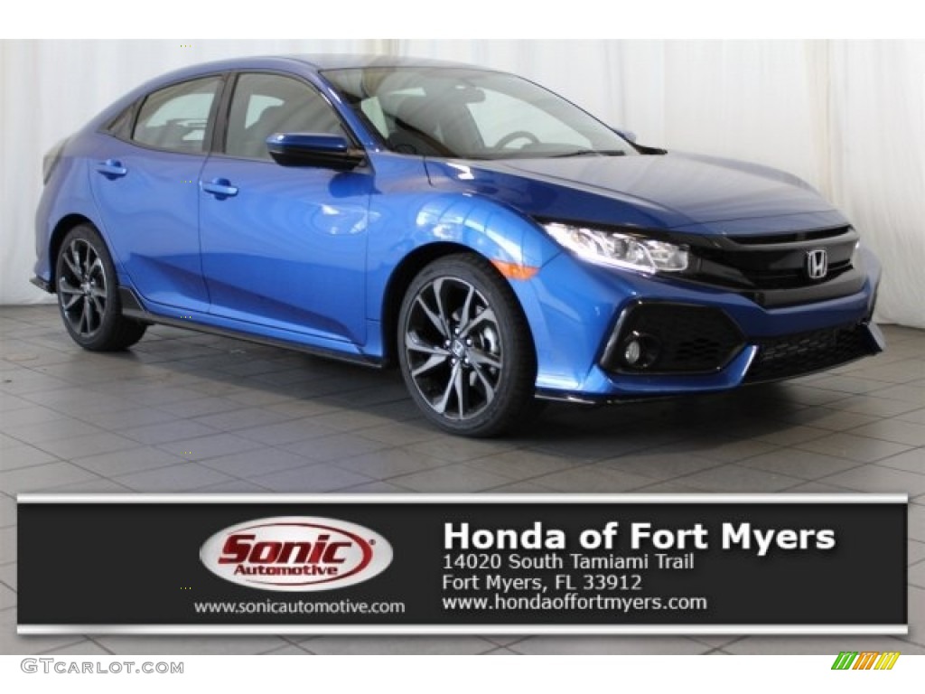 2017 Civic Sport Hatchback - Aegean Blue Metallic / Black photo #1