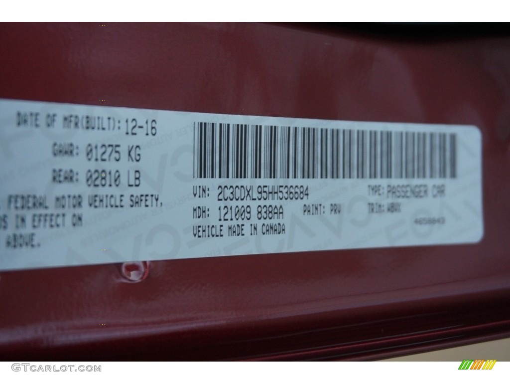 2017 Charger Color Code PRV for Octane Red Photo #118076670