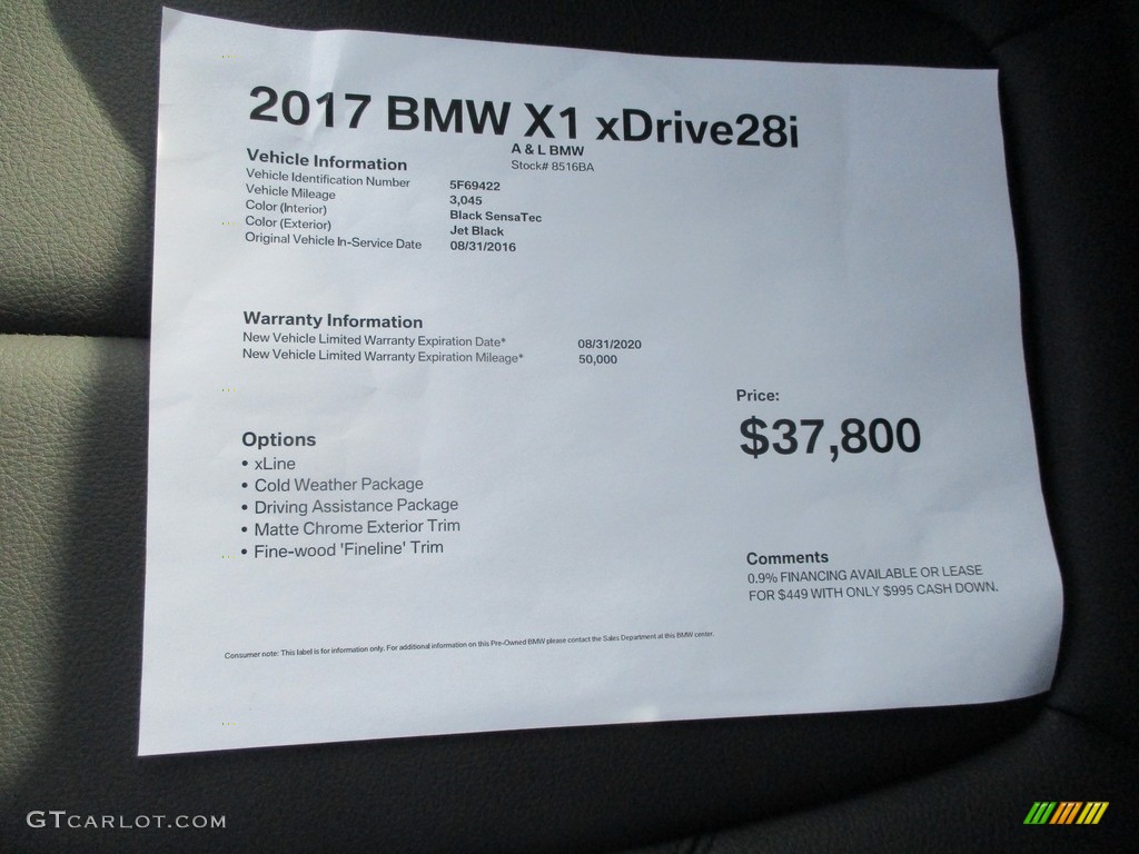 2017 X1 xDrive28i - Jet Black / Black photo #12