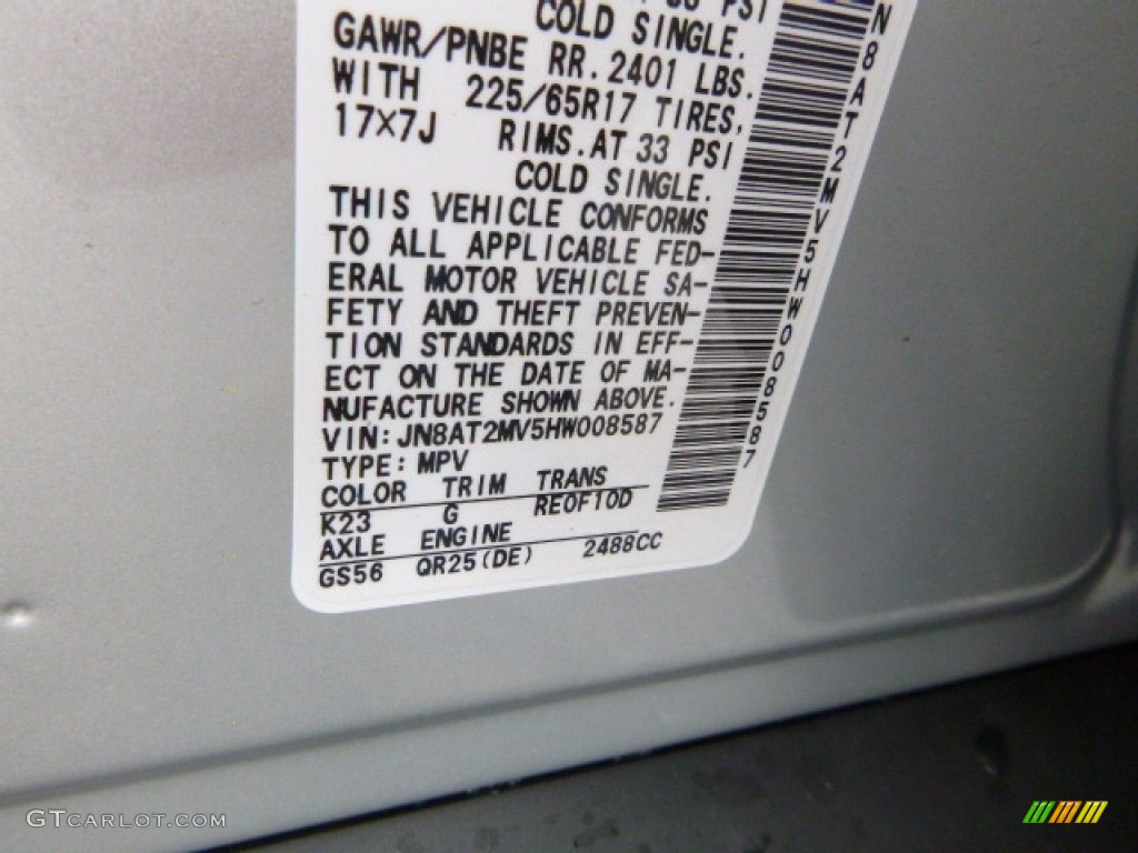 2017 Rogue Color Code K23 for Brilliant Silver Photo #118104735