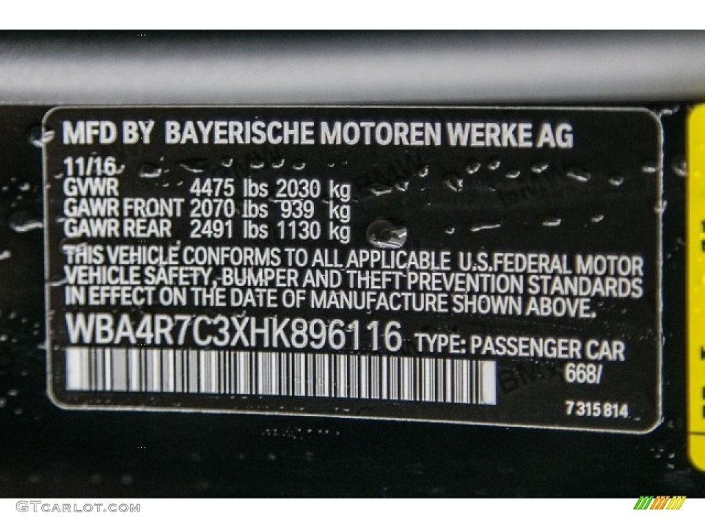2017 4 Series Color Code 668 for Jet Black Photo #118119264