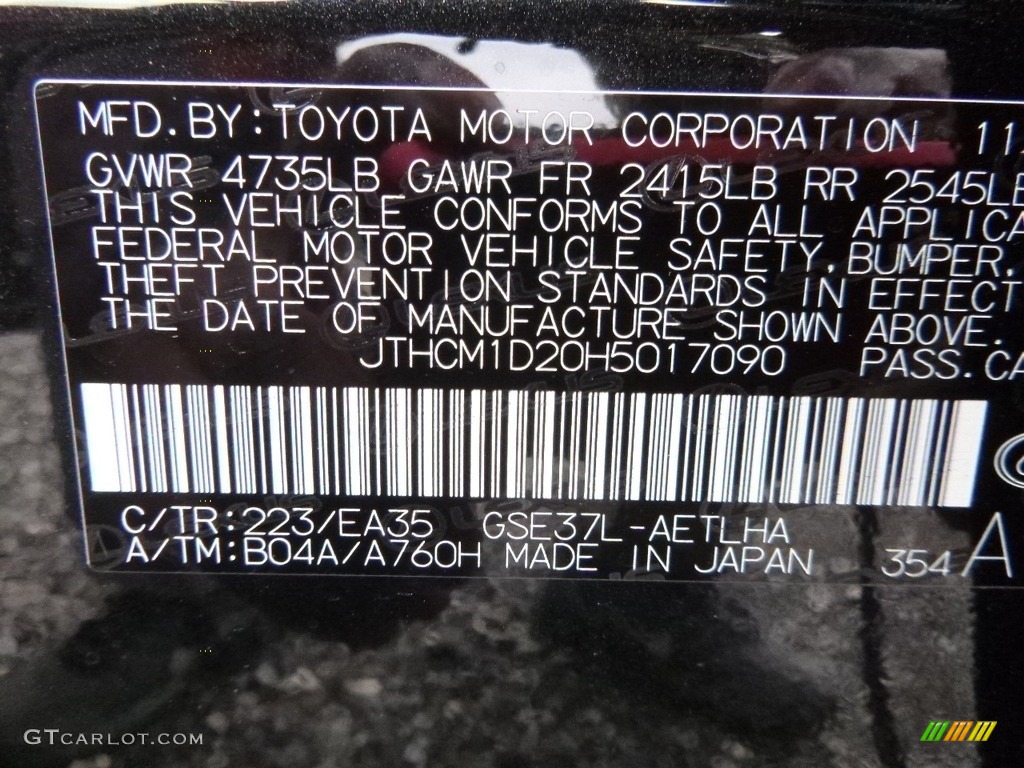 2017 IS Color Code 223 for Caviar Photo #118139949