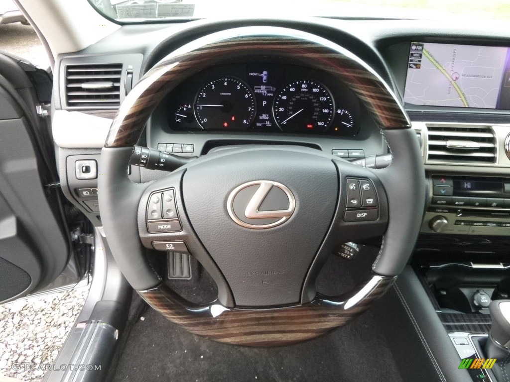 2017 Lexus LS 460 AWD Black Steering Wheel Photo #118146990