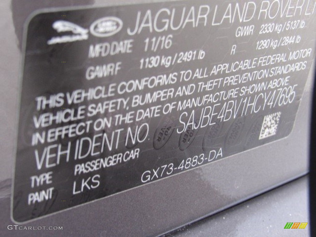 2017 XF Color Code LKS for Tempest Grey Photo #118160679