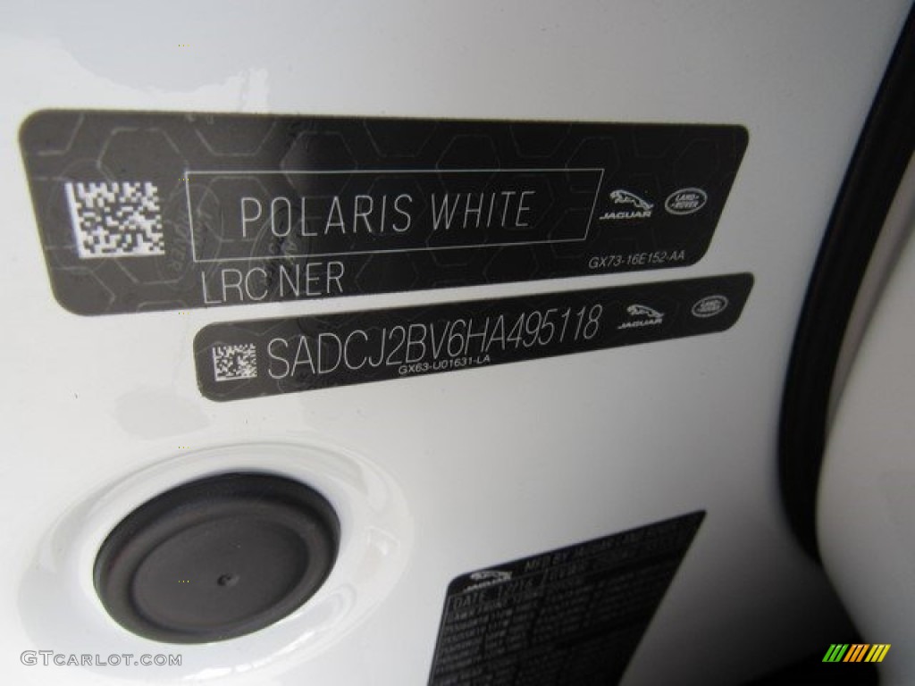 2017 F-PACE Color Code NER for Polaris White Photo #118163283