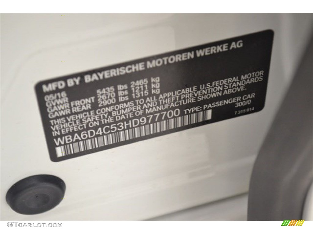 2017 6 Series Color Code 300 for Alpine White Photo #118164096