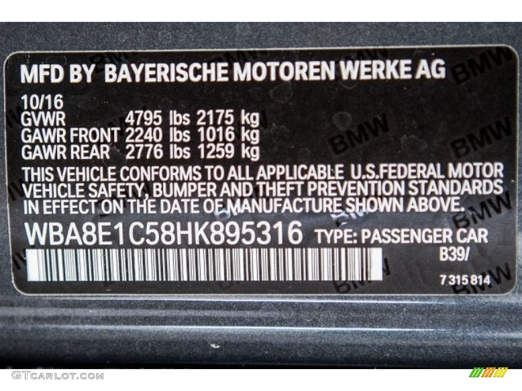 2017 3 Series 330e iPerfomance Sedan - Mineral Grey Metallic / Black photo #11