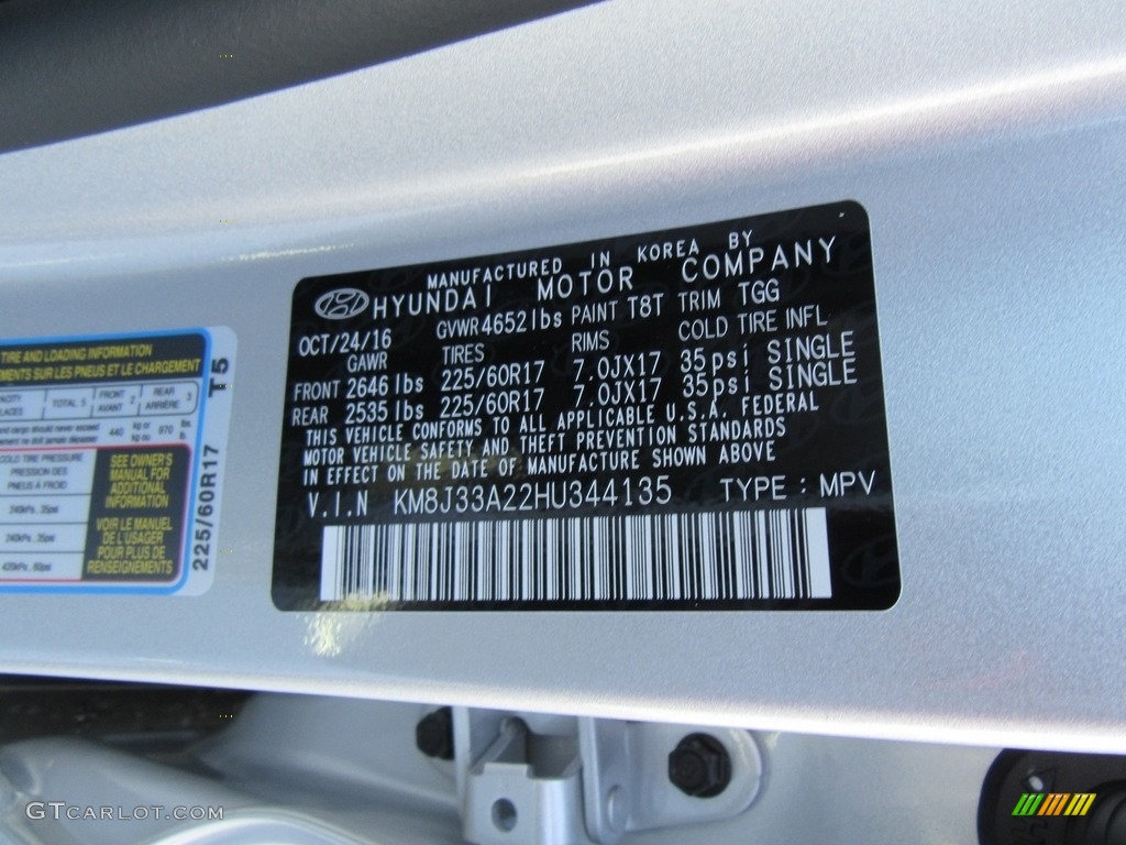 2017 Tucson Color Code T8T for Molten Silver Photo #118169532