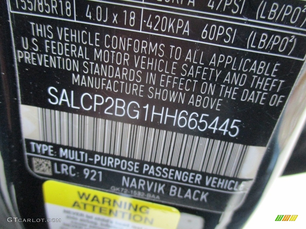 2017 Discovery Sport Color Code 921 for Narvik Black Photo #118180691