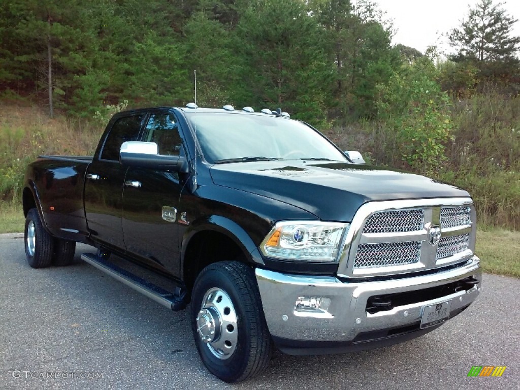 2017 3500 Laramie Longhorn Crew Cab 4x4 Dual Rear Wheel - Brilliant Black Crystal Pearl / Black/Cattle Tan photo #6