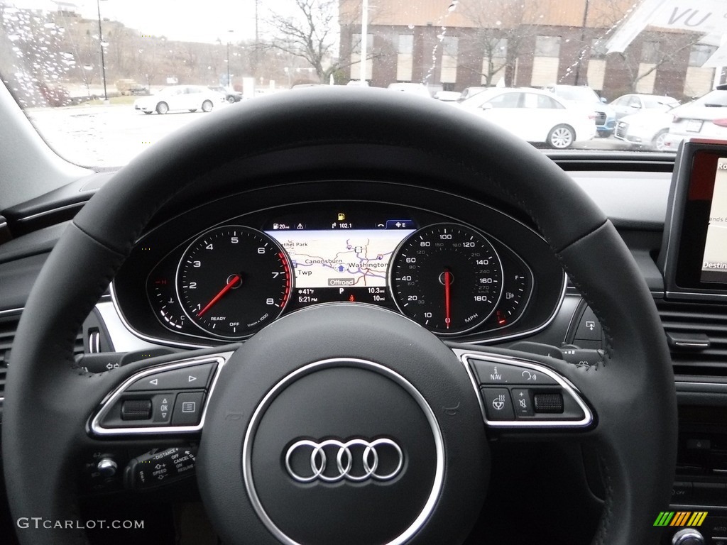 2017 Audi A7 3.0 TFSI Prestige quattro Black Steering Wheel Photo #118197833