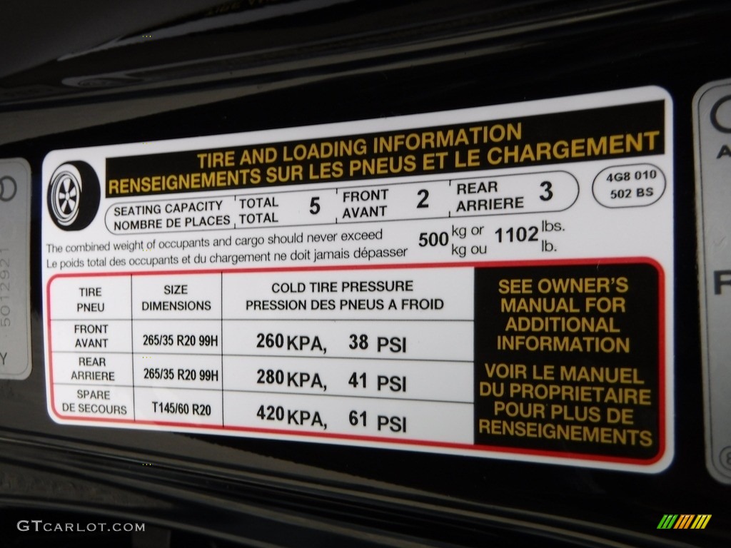 2017 Audi A7 3.0 TFSI Prestige quattro Info Tag Photo #118198100