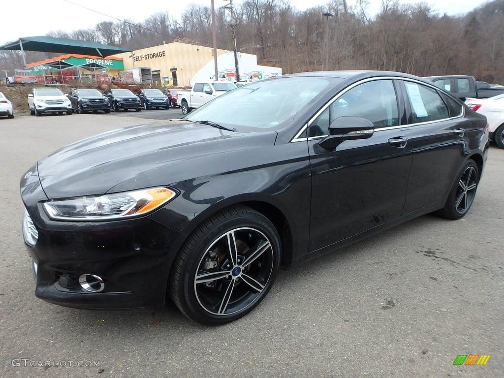 2015 Fusion Titanium AWD - Tuxedo Black Metallic / Brick Red photo #5