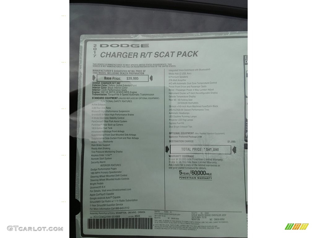 2017 Charger R/T Scat Pack - Yellow Jacket / Black photo #26