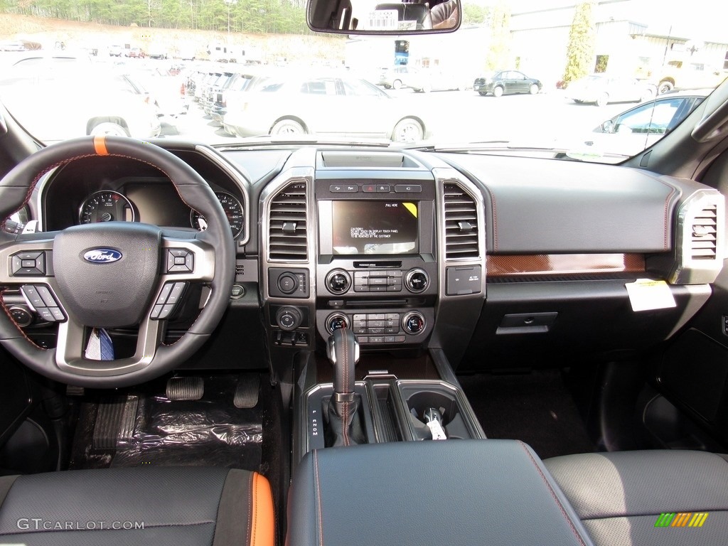 2017 Ford F150 SVT Raptor SuperCrew 4x4 Raptor Black/Orange Accent Dashboard Photo #118235177