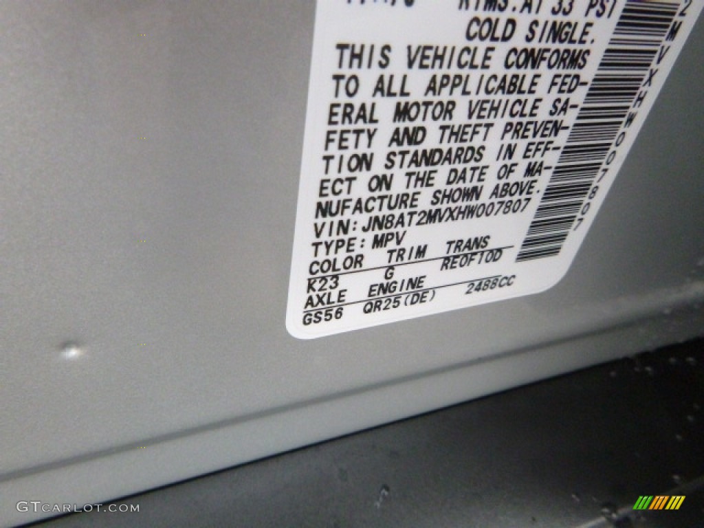 2017 Rogue Color Code K23 for Brilliant Silver Photo #118235474