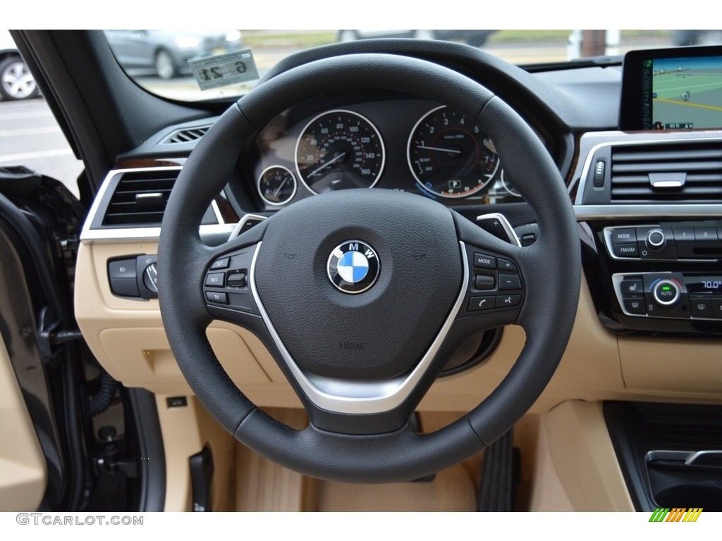 2016 BMW 3 Series 328i xDrive Sedan Venetian Beige Steering Wheel Photo #118244873