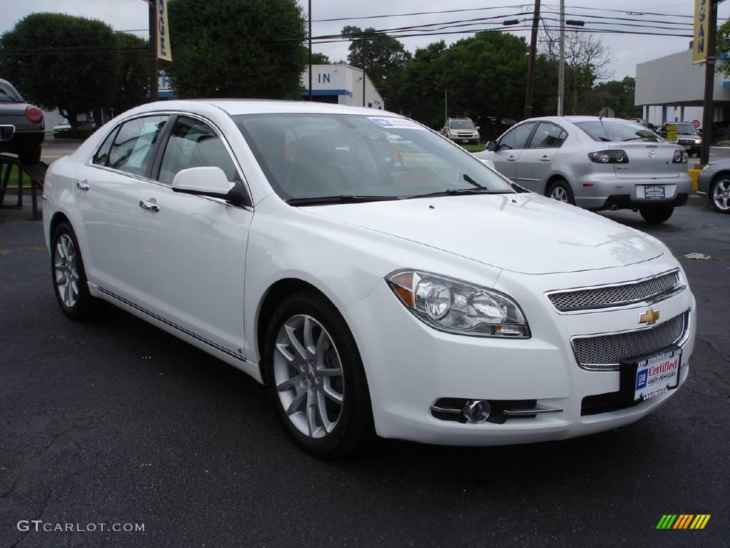 2009 Malibu LTZ Sedan - Summit White / Ebony/Brick photo #2