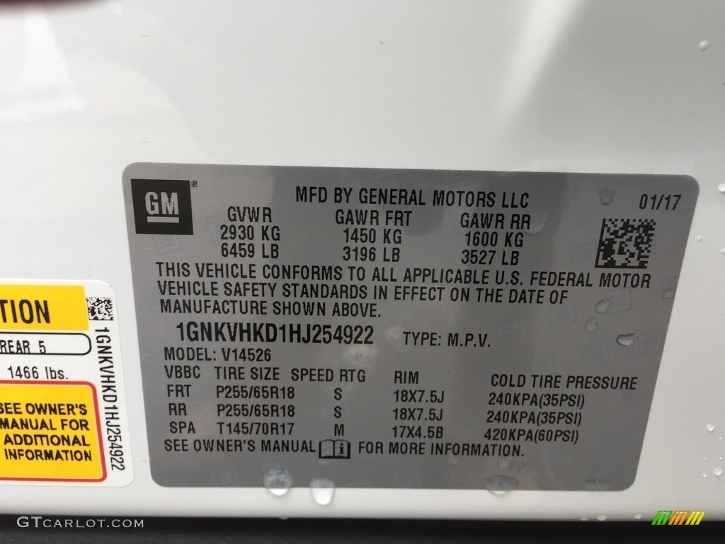 2017 Traverse LT AWD - Summit White / Ebony photo #11
