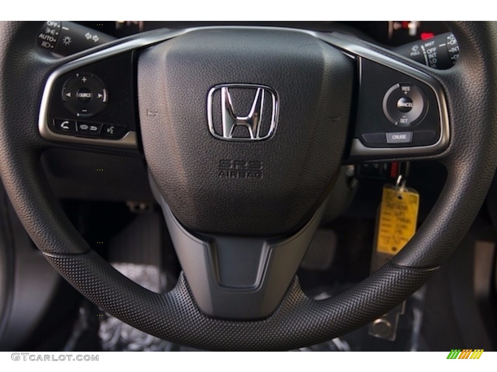 2017 Honda Civic LX Hatchback Black Steering Wheel Photo #118257078
