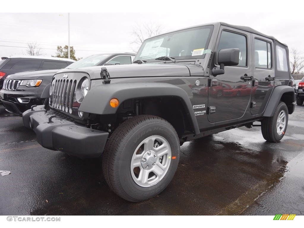 2017 Wrangler Unlimited Sport 4x4 - Granite Crystal Metallic / Black photo #1