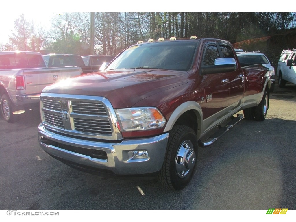 2011 Ram 3500 HD Laramie Crew Cab 4x4 Dually - Deep Cherry Red Crystal Pearl / Light Pebble Beige/Bark Brown photo #1