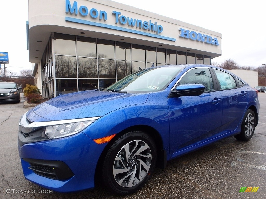 2017 Civic EX Sedan - Aegean Blue Metallic / Black photo #1