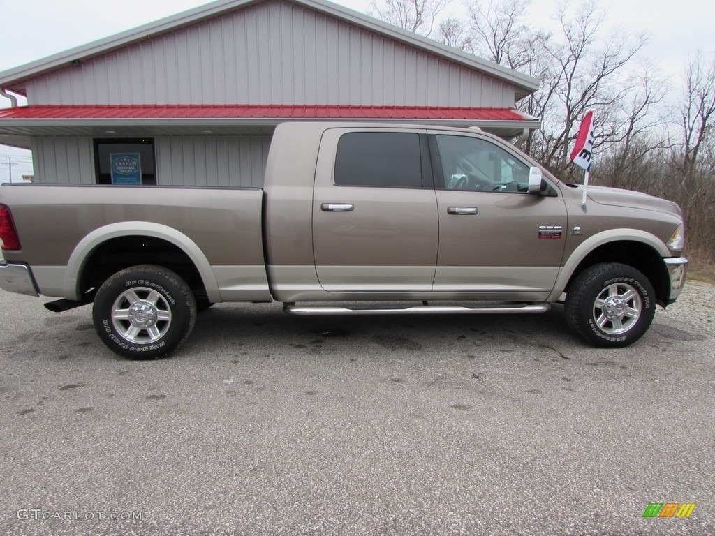 2010 Ram 2500 Laramie Mega Cab 4x4 - Austin Tan Pearl / Light Pebble Beige/Bark Brown photo #3