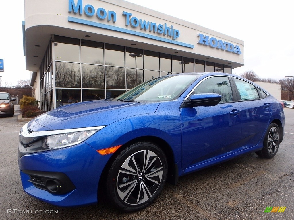 2017 Civic EX-T Sedan - Aegean Blue Metallic / Black photo #1