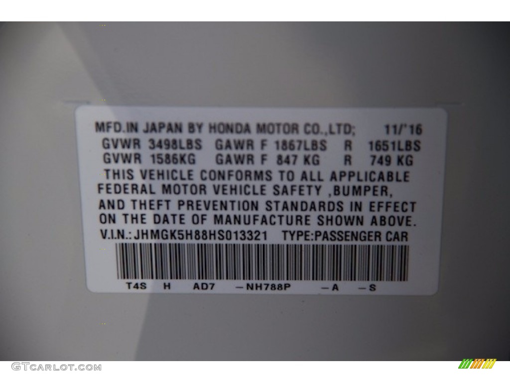 2017 Fit Color Code NH788P for White Orchid Pearl Photo #118301490