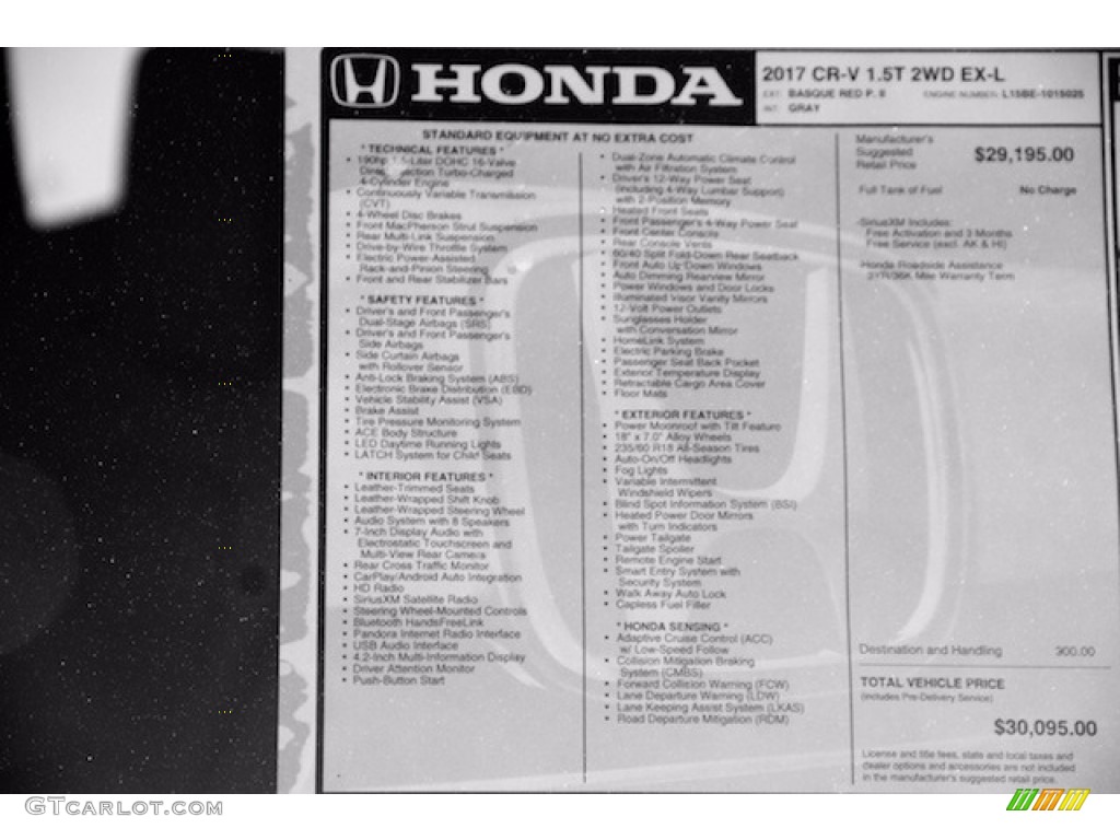 2017 Honda CR-V EX-L Window Sticker Photo #118302852