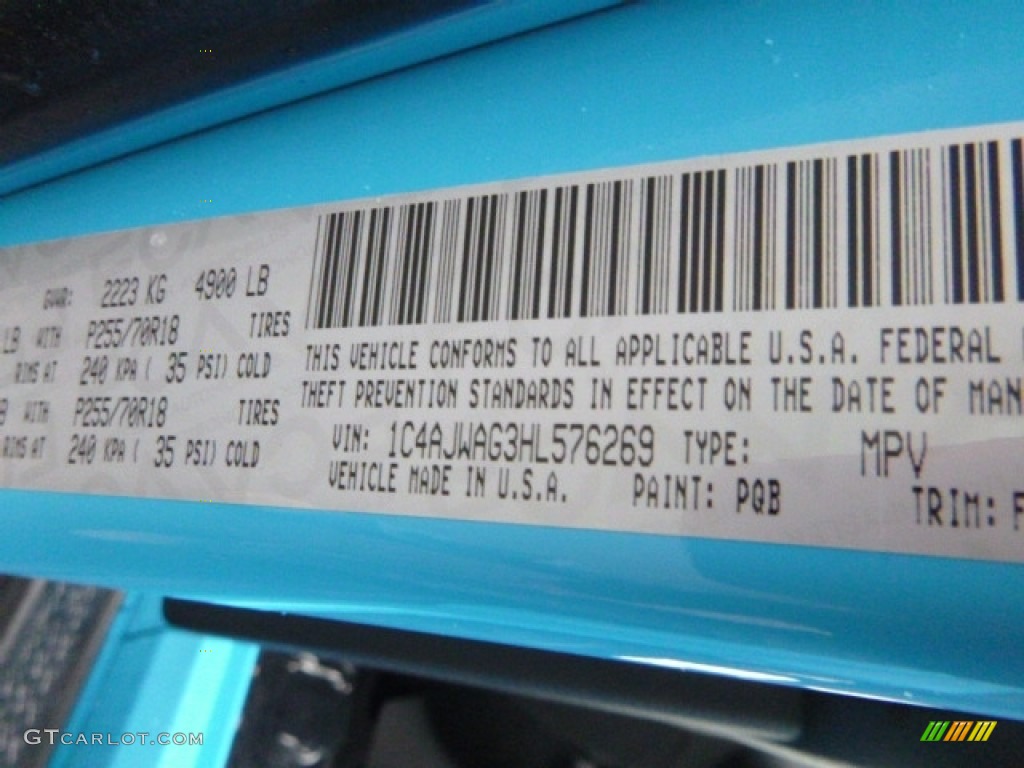 2017 Wrangler Color Code PQB for Chief Blue Photo #118306716